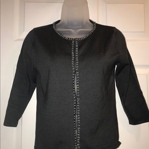 Pow Wow brand Beaded trim silk sweater size M